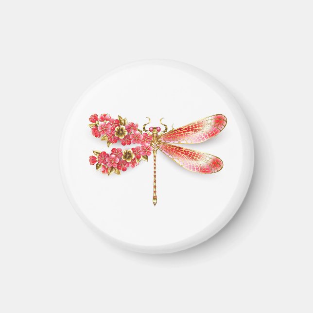 Flower dragonfly with jewellery sakura magnet (Front)