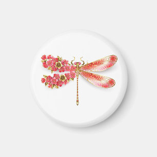 Flower dragonfly with jewellery sakura magnet