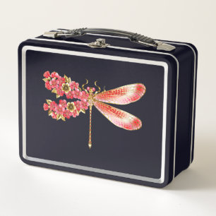 Flower dragonfly with jewellery sakura metal lunch box