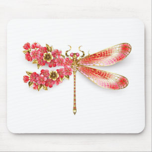 Flower dragonfly with jewellery sakura mouse pad