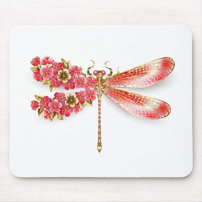 Flower dragonfly with jewellery sakura mouse pad (Front)