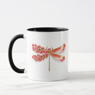 Flower dragonfly with jewellery sakura mug