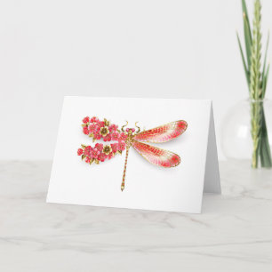 Flower dragonfly with jewellery sakura note card