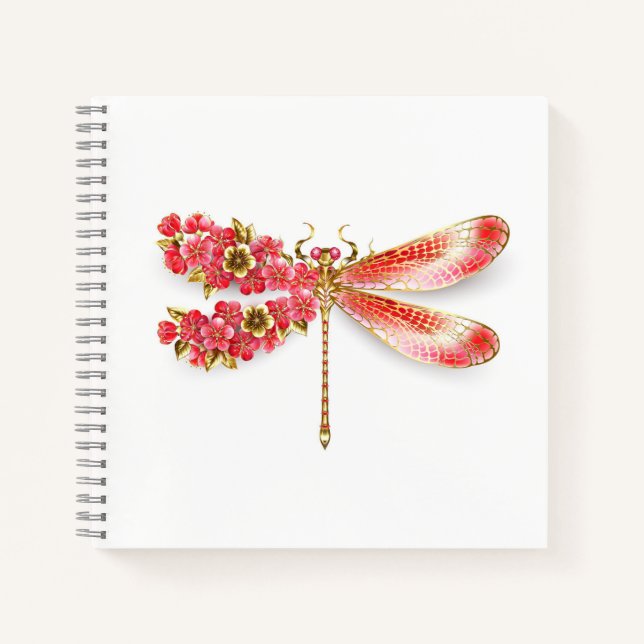 Flower dragonfly with jewellery sakura notebook (Front)