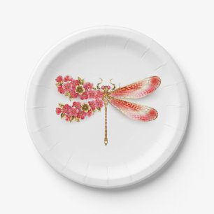 Flower dragonfly with jewellery sakura paper plate