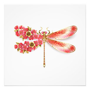 Flower dragonfly with jewellery sakura photo print