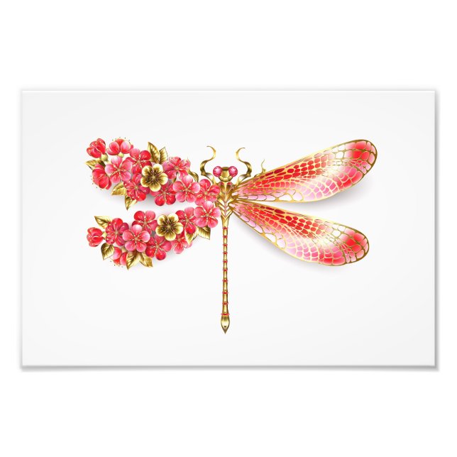 Flower dragonfly with jewellery sakura photo print (Front)