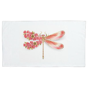 Flower dragonfly with jewellery sakura pillowcase
