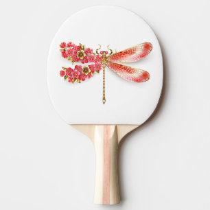 Flower dragonfly with jewellery sakura ping pong paddle