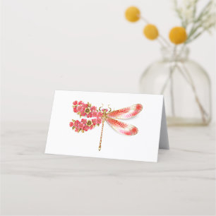 Flower dragonfly with jewellery sakura place card