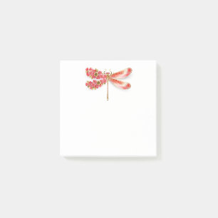 Flower dragonfly with jewellery sakura post-it notes