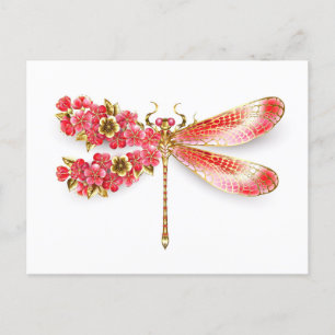 Flower dragonfly with jewellery sakura postcard