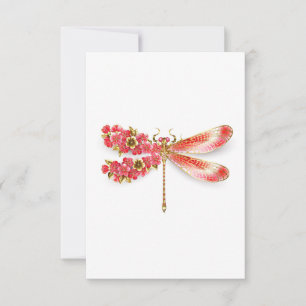 Flower dragonfly with jewellery sakura RSVP card