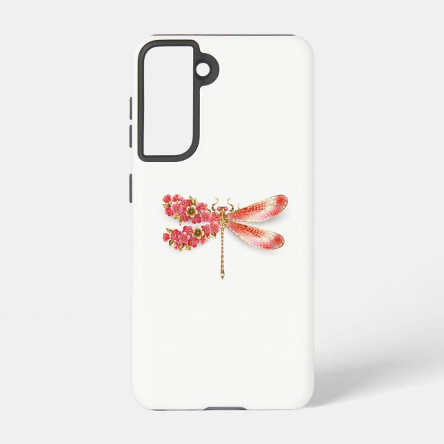 Flower dragonfly with jewellery sakura samsung galaxy s21 case (Back)