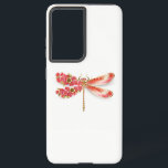 Flower dragonfly with jewellery sakura samsung galaxy case<br><div class="desc">Artistically drawn,  gold,  jewelled dragonfly with red and wings decorated with red,  blooming,  jewelled Japanese cherry on white background. Gold Dragonfly.</div>