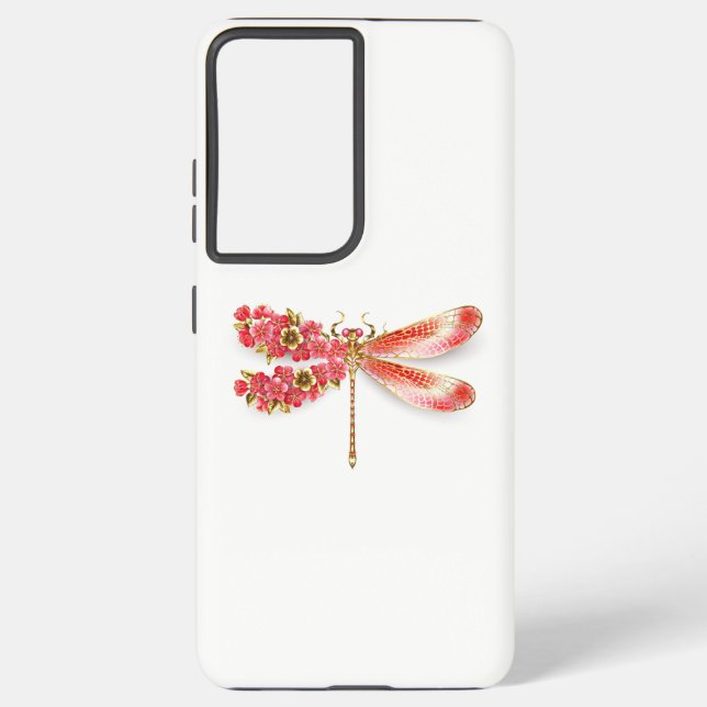 Flower dragonfly with jewellery sakura samsung galaxy s21+ case (Back)