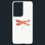 Flower dragonfly with jewellery sakura samsung galaxy case<br><div class="desc">Artistically drawn,  gold,  jewelled dragonfly with red and wings decorated with red,  blooming,  jewelled Japanese cherry on white background. Gold Dragonfly.</div>