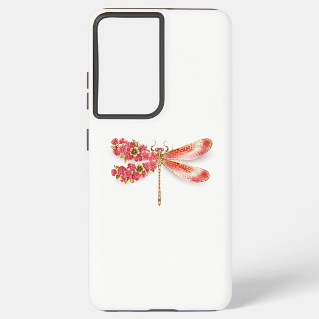 Flower dragonfly with jewellery sakura samsung galaxy s21 ultra case (Back)