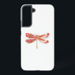 Flower dragonfly with jewellery sakura samsung galaxy case<br><div class="desc">Artistically drawn,  gold,  jewelled dragonfly with red and wings decorated with red,  blooming,  jewelled Japanese cherry on white background. Gold Dragonfly.</div>