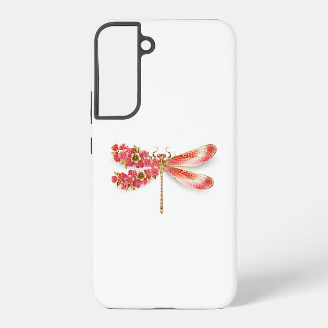 Flower dragonfly with jewellery sakura samsung galaxy s22+ case (Back)