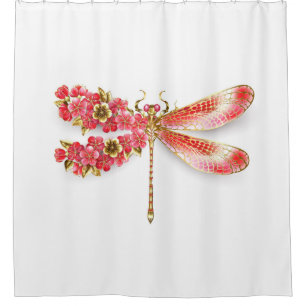 Flower dragonfly with jewellery sakura shower curtain