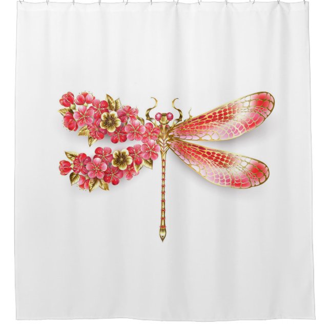 Flower dragonfly with jewellery sakura shower curtain (Front)