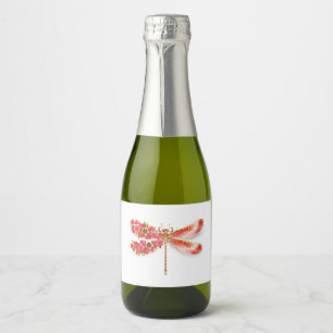 Flower dragonfly with jewellery sakura sparkling wine label