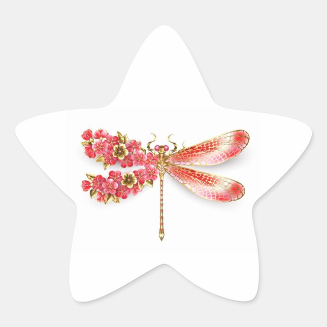 Flower dragonfly with jewellery sakura star sticker (Front)