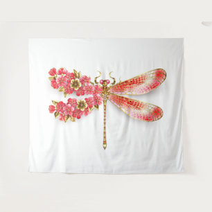 Flower dragonfly with jewellery sakura tapestry