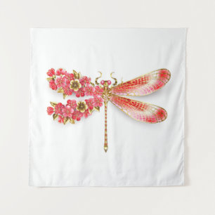Flower dragonfly with jewellery sakura tapestry