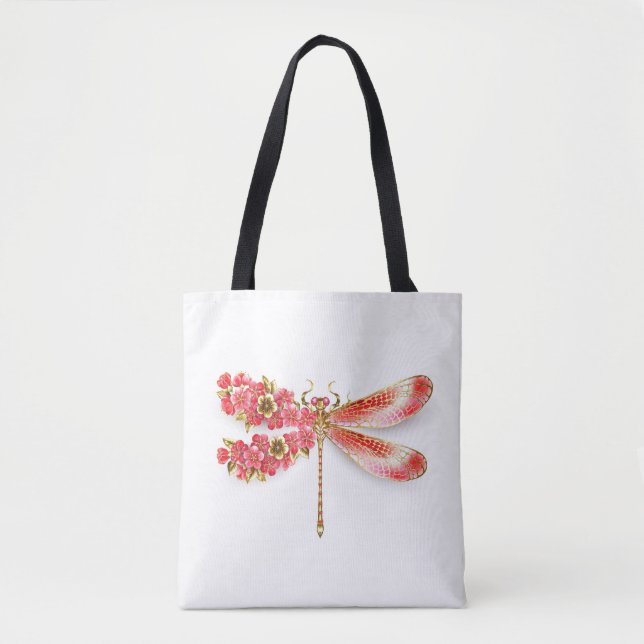 Flower dragonfly with jewellery sakura tote bag (Front)