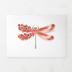 Flower dragonfly with jewellery sakura Tri-Fold programme