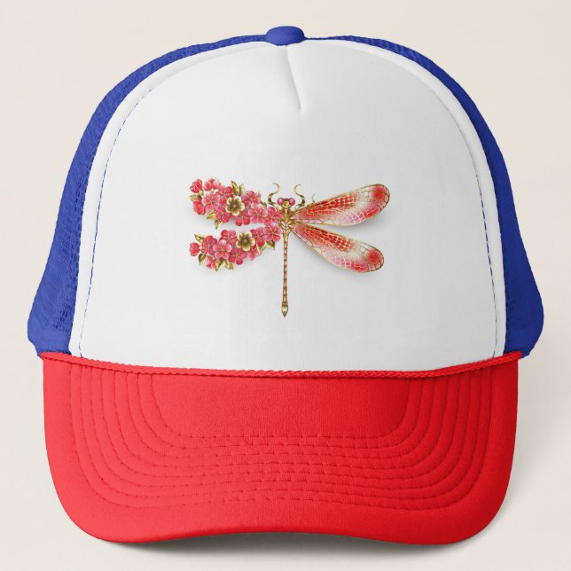 Flower dragonfly with jewellery sakura trucker hat (Front)