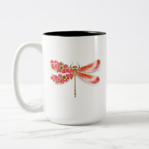 Flower dragonfly with jewellery sakura Two-Tone coffee mug