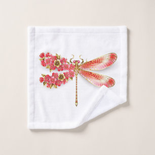 Flower dragonfly with jewellery sakura wash cloth