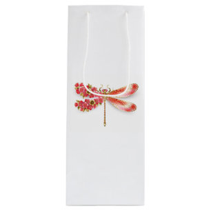 Flower dragonfly with jewellery sakura wine gift bag