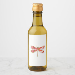 Flower dragonfly with jewellery sakura wine label