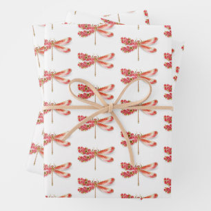 Flower dragonfly with jewellery sakura wrapping paper sheet