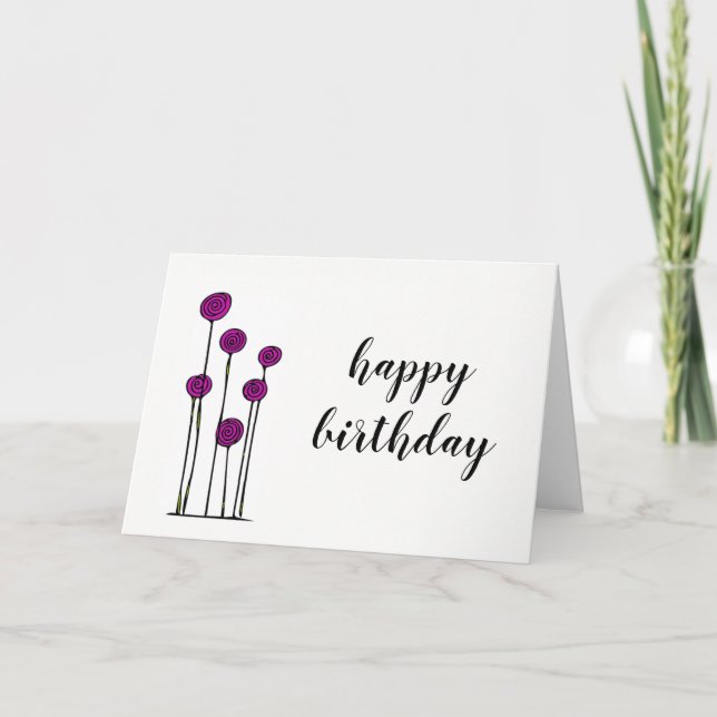 Flower Drawing - Birthday Card - Blank Inside (Front)