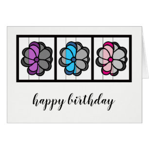 Flower Drawing - Birthday Card - Blank Inside