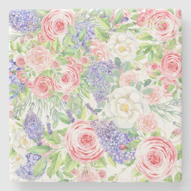 Flower Drawing Easy Stone Coaster (Front)