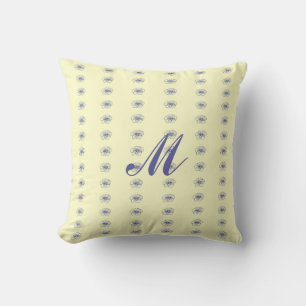 Flower drawing monogram pattern Throw Pillow