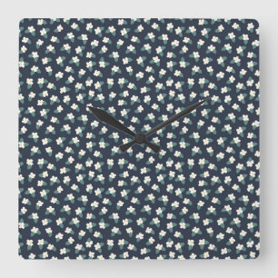 Flower Drawing Square Wall Clock
