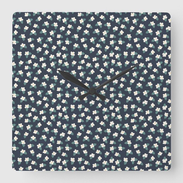 Flower Drawing Square Wall Clock (Front)