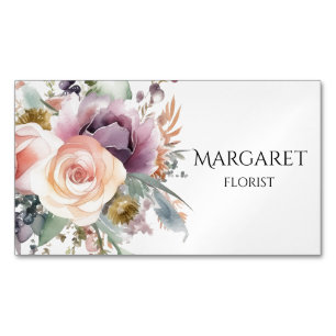 flower drawing watercolor bouquet Magnetic business card