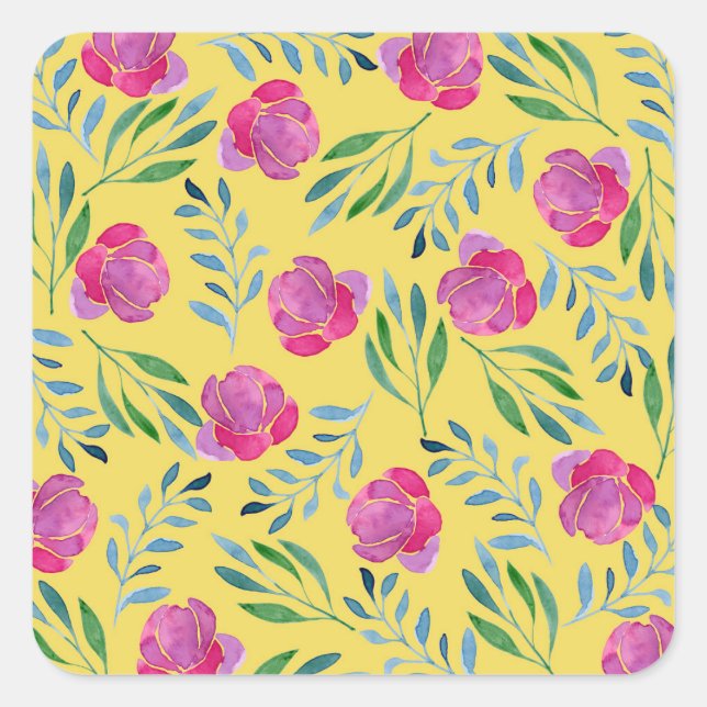 Flower Drawings Easy Square Sticker (Front)
