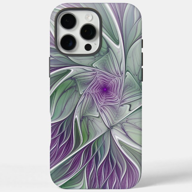 Flower Dream, Abstract Purple Green Fractal Art Case-Mate iPhone Case (Back)