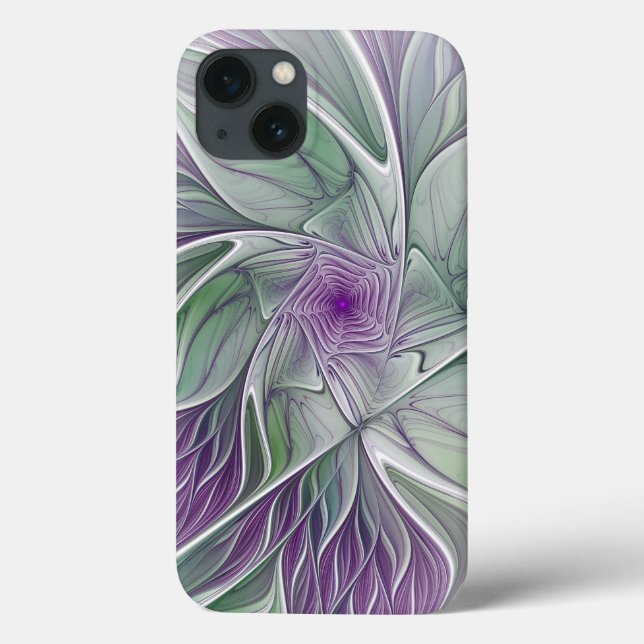 Flower Dream, Abstract Purple Green Fractal Art Case-Mate iPhone Case (Back)