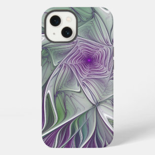 Flower Dream, Abstract Purple Green Fractal Art iPhone Case