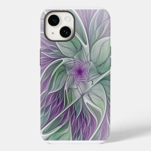Flower Dream, Abstract Purple Green Fractal Art iPhone 14 Case